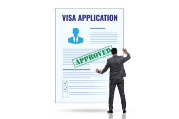 Visa application concept with businessman