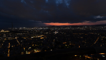 Fototapeta na wymiar Cityscape of Athens at night on September 2022