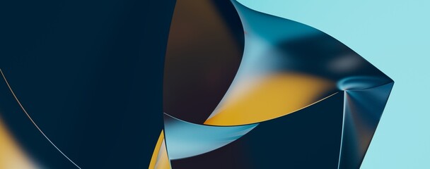 3D render abstract background of smooth lines of spline blue waves