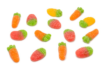 Jelly candys isolated on  white background.