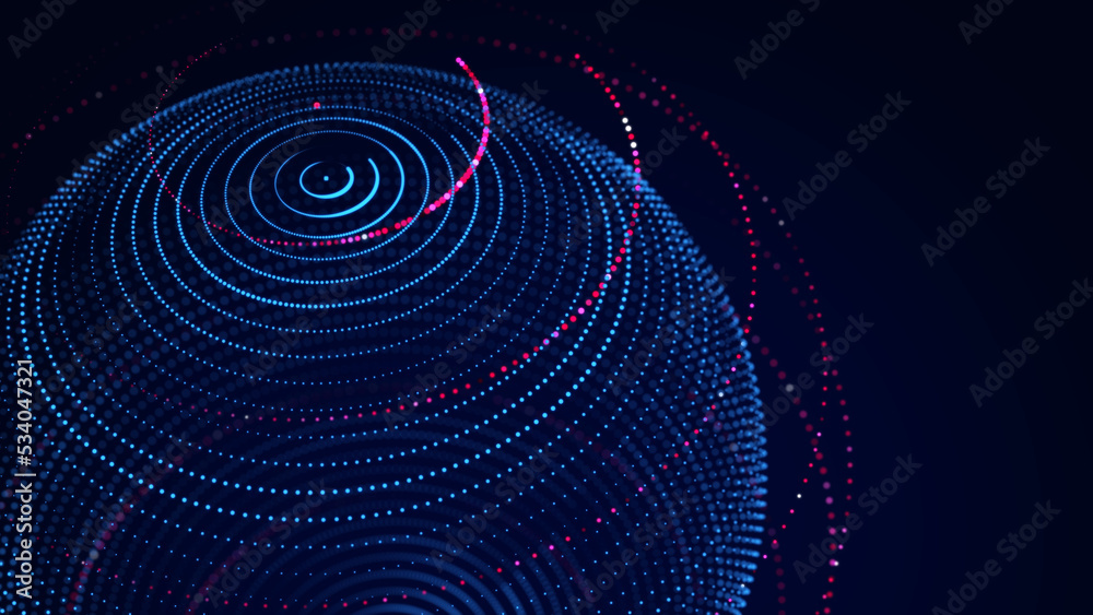 Aufkleber technology blue sphere with connecting dots and lines. digital abstract network structure. 3d render