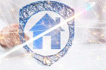 Neural network 3D illustration. Big data and cybersecurity