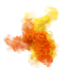 Fototapeta na wymiar Orange and yellow puff of smoke. 3D mistery fog texture