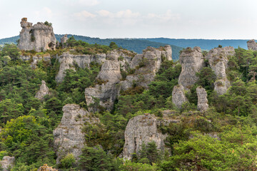 Fototapeta na wymiar Rocks with strange shapes in the chaos of Montpellier-le-Vieux in the cevennes national park.