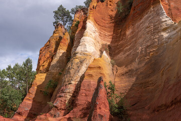Luberon ocher near the village of Roussillon. Geological wonder in Provence.