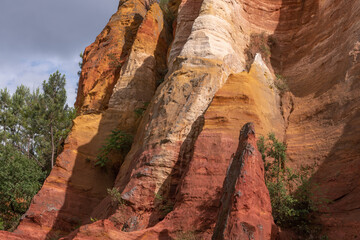Luberon ocher near the village of Roussillon. Geological wonder in Provence.