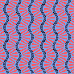 Seamless geometric pattern with pink and blue lines