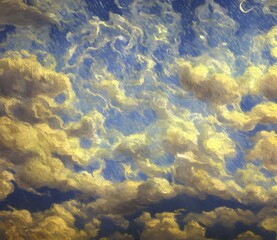 Fototapeta na wymiar Pretty fluffy clouds psichodelic colored