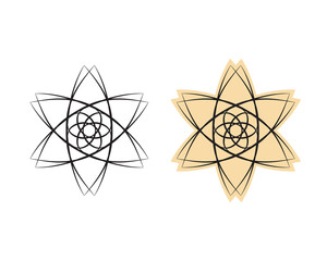 Mandala icon set, ethnic boho style Logo. Creative flower, star web decor, isolated elements, vector