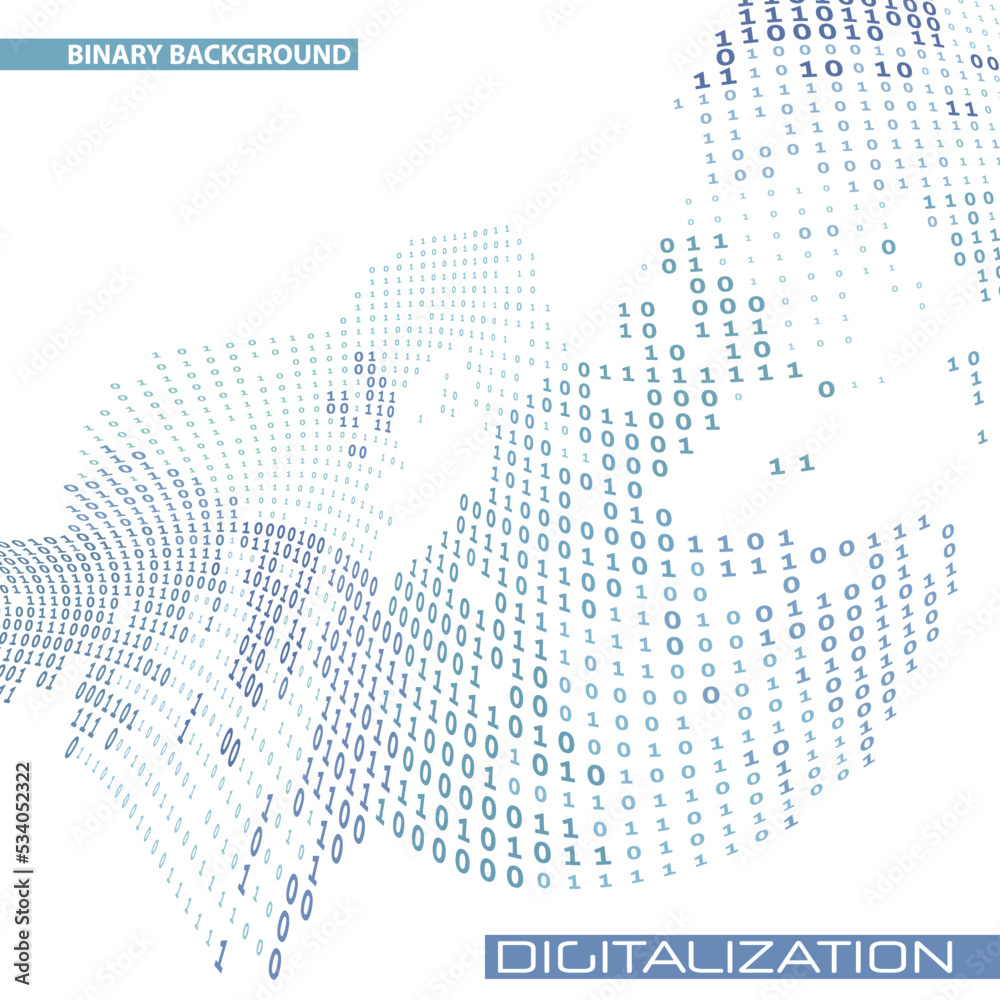 Poster Digitalization. Binary background with ones and zeros. Digital vector graphics