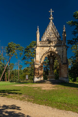 Fototapeta na wymiar Temples in green forests near Lednice and Valtice towns in summer day