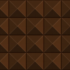 Brown chocolate ceramic mosaic rhombus stone tile wood 3d seamless texture