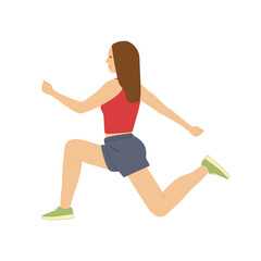 Young woman doing fitness. Vector illustration.
