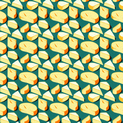 Seamless pattern with stylized cheese mold. Modern bright style. You can use a bright print for the design.
