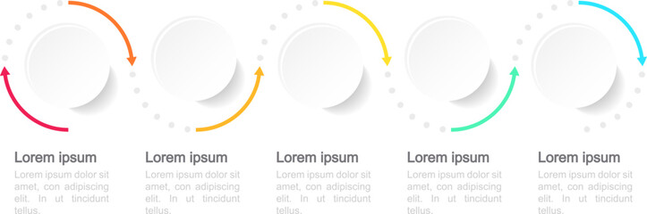 Business infographics with round template design, 5 options or steps. Vector illustration