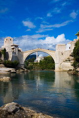 Bosnia, Mostar, old bridge Stari Most mosque