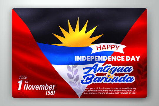 Happy Independence Day of Antigua and Barbuda with Waving Flag Background. Vector Illustration - Powered by Adobe