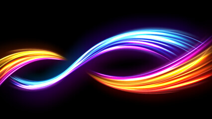 Colorful Light Trails, Long Time Exposure Motion Blur Effect. Vector Illustration