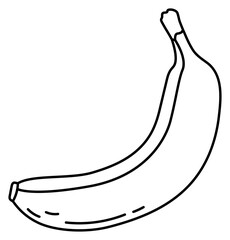 Banana. Fruit sketch. Black line icon. Illustration for coloring book