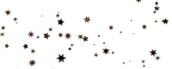 Beautiful gold falling magic stars on white background sparkle pattern graphic design. Party starburst flying backdrop.