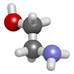 Ethanolamine (2-aminoethanol) molecule.