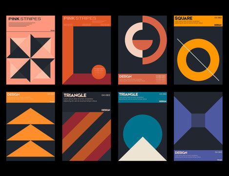 New aesthetics of modernism in poster design vector cards. Brutalism inspired graphics. Great for branding presentation, album print, website header, web banner