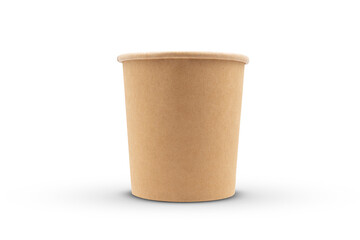 brown disposable paper bucket isolated on white background