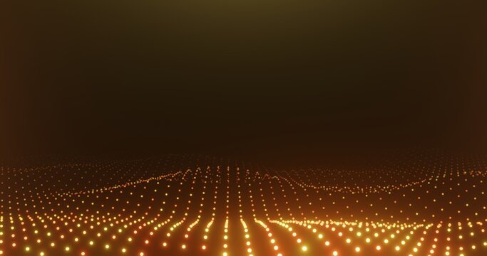 Abstract Orange Digital Wave Dots Technology Background. 3d Rendering.