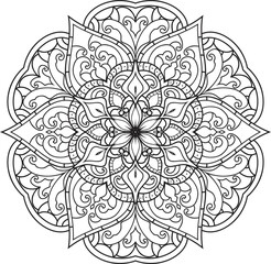 Mandala isolated on the white background.Doodle pattern.ornament design for coloring page
