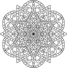 Mandala isolated on the white background.Decorative monochrome ethnic mandala pattern.