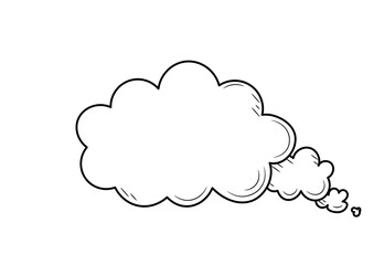 Cloud for conversation and thoughts drawn by hand. Cloud in doodle sketch style. A simple doodle drawing scheme. Vector illustration.