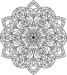 Mandala isolated on the white background.Decorative monochrome ethnic mandala pattern.