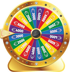 Isolated Golden Wheel Of Fortune