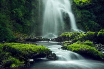  Waterfall with forest stream and green moss   © eyetronic