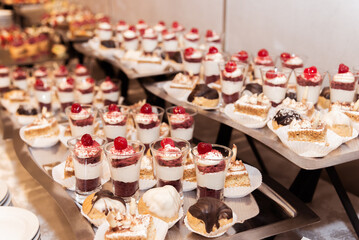 Catering sweets vegetables and cold cuts at the event
