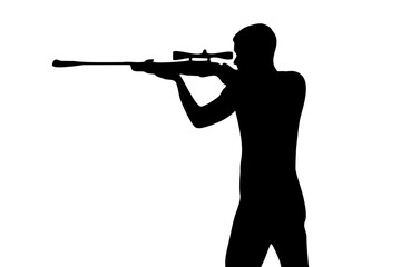Black silhouette of a man with a gun