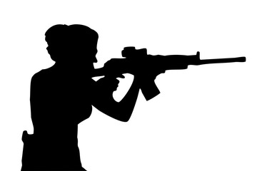Black silhouette of a woman with a gun
