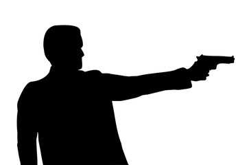 Black silhouette of a man with a gun