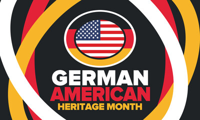 German-American Heritage Month. Happy holiday celebrate annual in October. Germany and United States flag. Culture month. Patriotic design. Poster, card, banner, template. Vector illustration