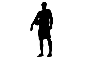Black figure of a football player with a ball - 534061369