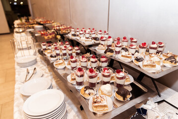 Catering sweets vegetables and cold cuts at the event