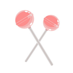 Two pink lollipops cross vector illustration 