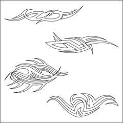 Patterns of tribal tattoo set. Fully editable EPS 8 vector illustration.tattoo tribal abstract sleeve, black arm shoulder tattoo pattern vector, sketch art design isolated on white background.