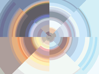 Radial background for interior solutions or covers. Backdrop in blue-purple-orange-white tonality for fashion trends, fabrics, wallpapers, palettes, scrapbooking, etc. Rays converging to the center
