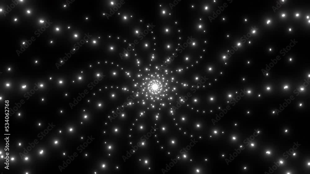 Poster abstract kaleidoscopic pattern with fractal spinning stars on a black background. design. rotating t