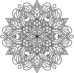Black and white Mandala illustration Hand drawn outline Mandala