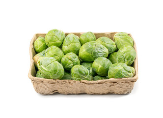 Obraz premium Brussels Sprouts Isolated, Brassica Oleracea Cabbage Pile