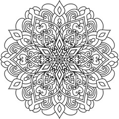 Black and white Mandala illustration Hand drawn outline Mandala