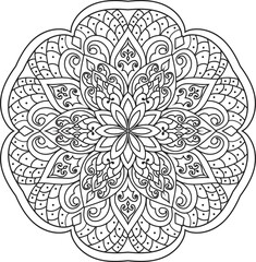 Mandala isolated on the white background.Doodle pattern.ornament design for coloring page