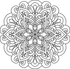 Mandala isolated on the white background.Doodle pattern.ornament design for coloring page